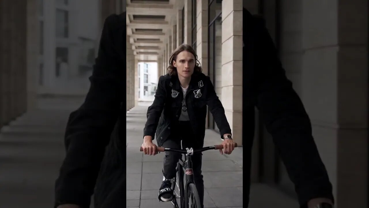 Man Wearing Denim Jacket Doing Bike Tricks # Shorts