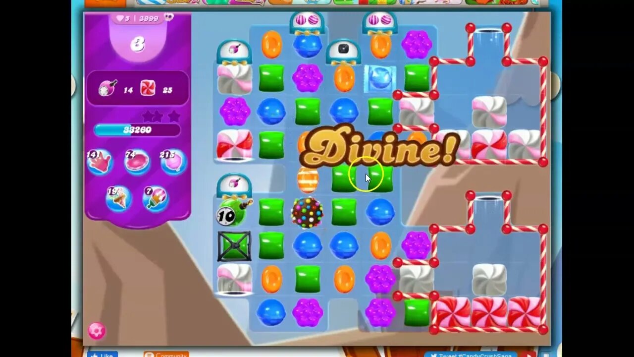 Candy Crush Level 3999 Talkthrough, 10 Moves 0 Boosters
