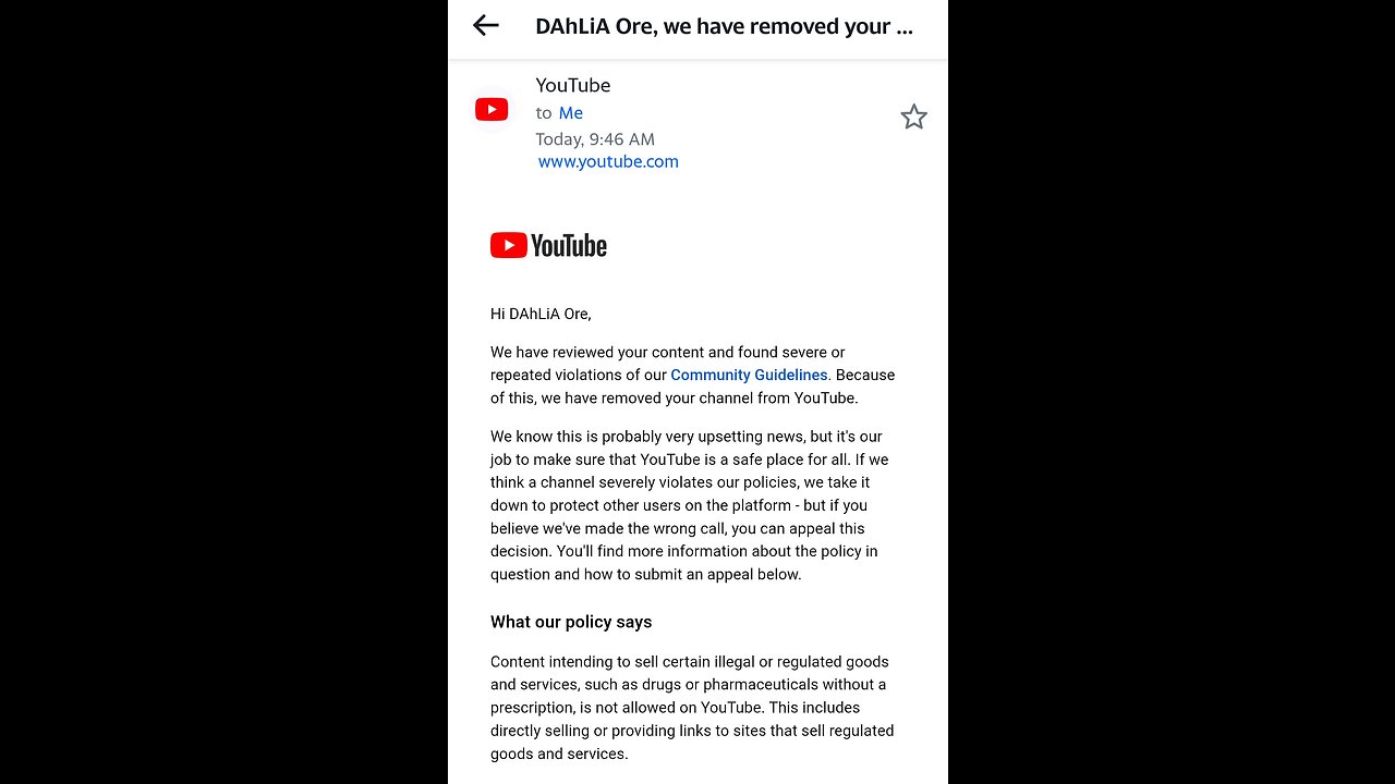 Banned from YouTube