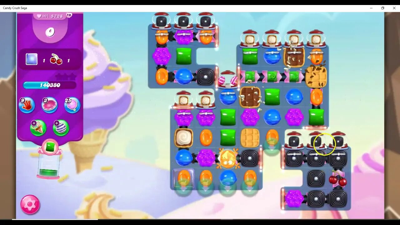 Candy Crush Level 5728 Talkthrough, 30 Moves 0 Boosters
