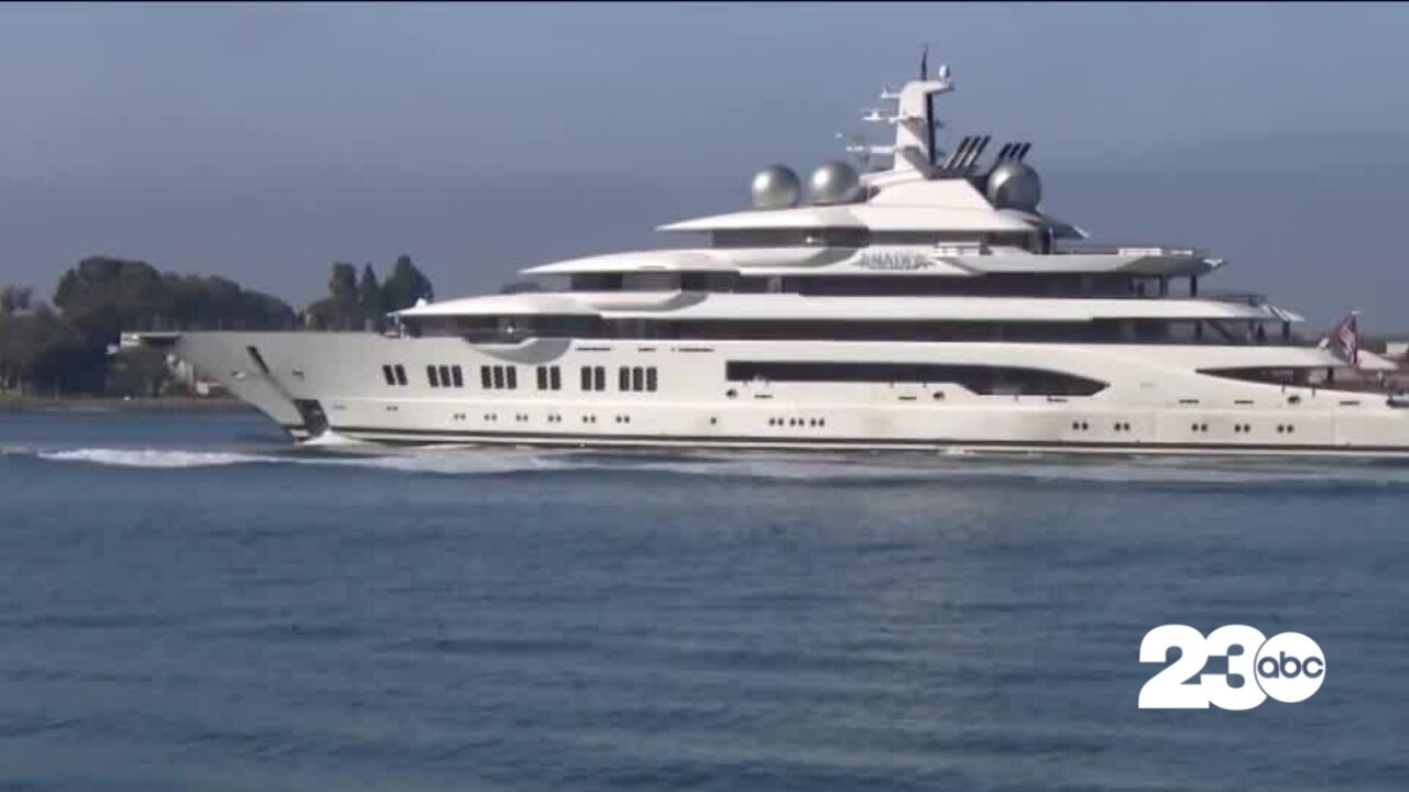 Russian superyacht seized by US arrives in San Diego Bay