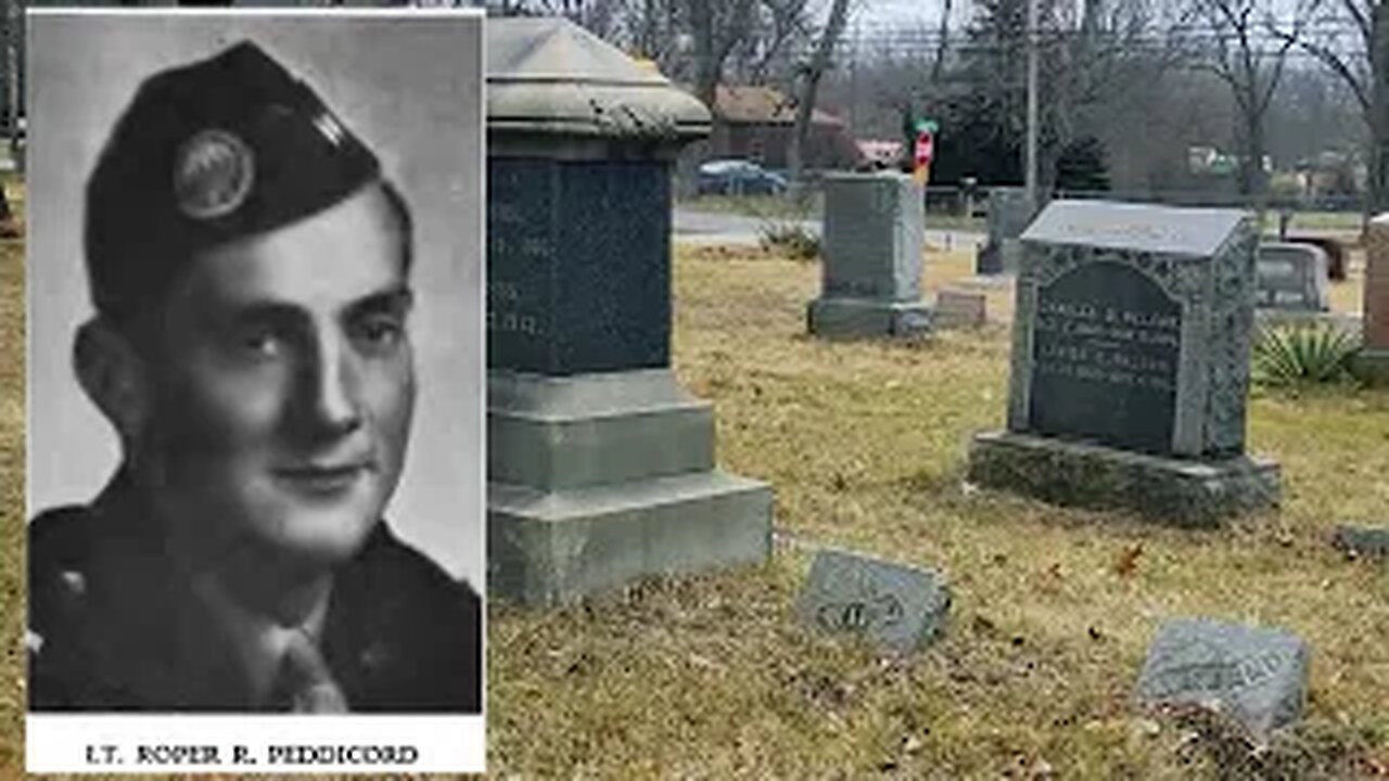 D-Day * KIA * Lt . ROPER R. PEDDICORD AT CROWN HILL CEMETERY HOBART INDIANA