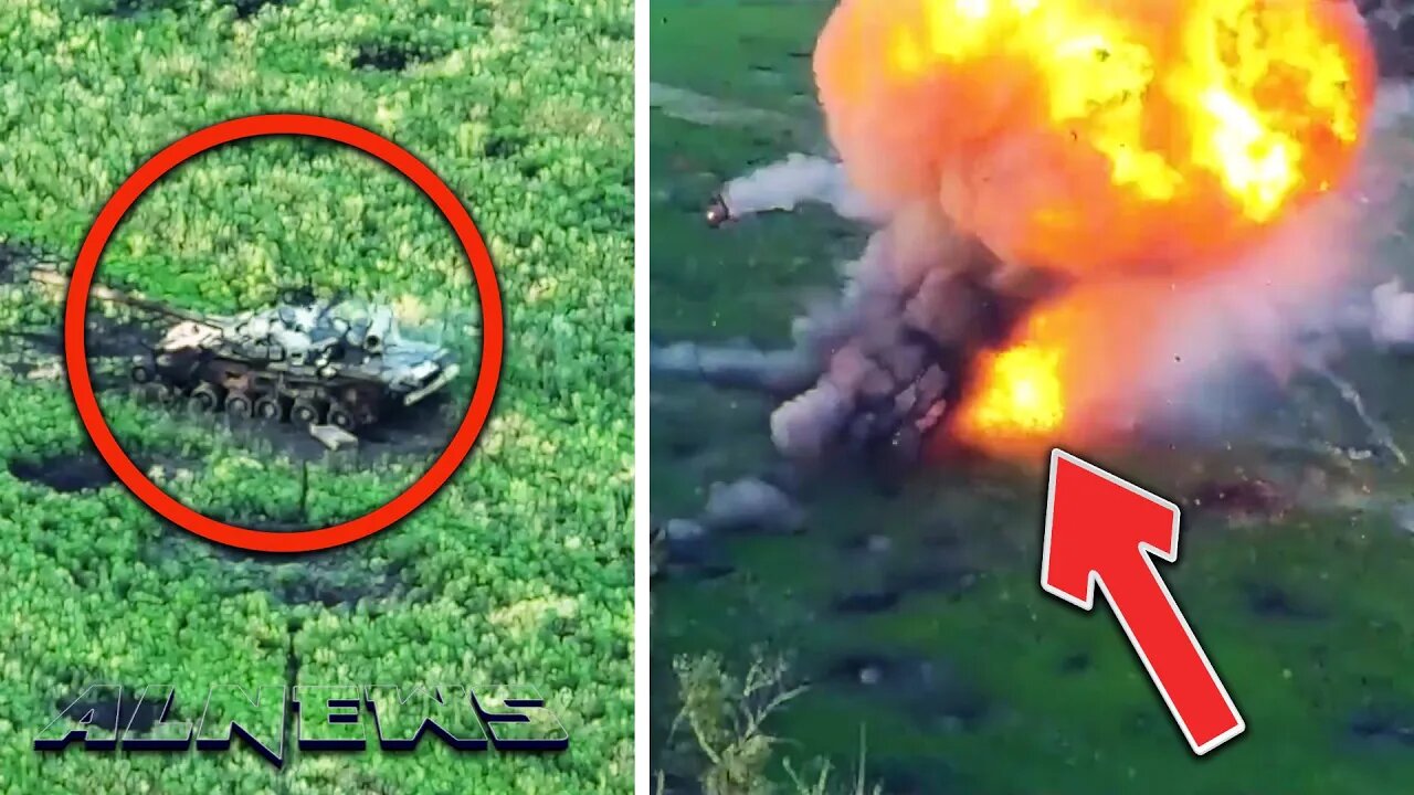 Ukrainian troops blow up and destroy Russian Z tank & two armoured vehicles