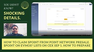 How To Claim $POINT From Point Network Presale. $POINT On Evmos? Lists On CEX Sep 5, How To Prepare