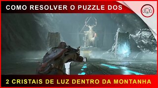 God of war, Como resolver o puzzle dos 2 cristais de luz dentro da montanha | Super dica