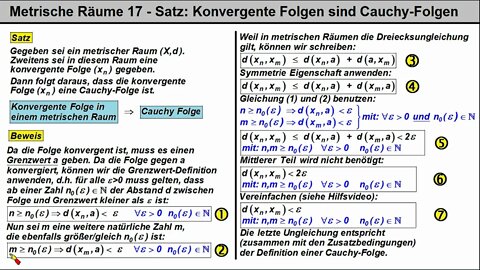 Metrische Räume 17 ►Satz ►Konvergente Folgen sind Cauchy-Folgen