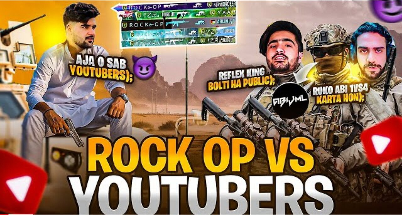 5 YouTubers vs rock Op streamer challenge me❘ pubgmobile