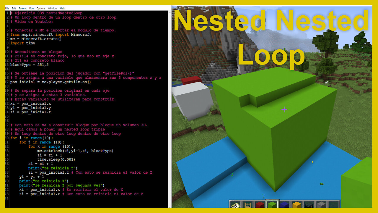 Coding Con Minecraft 2021 - 018 - Nested Nested Loops