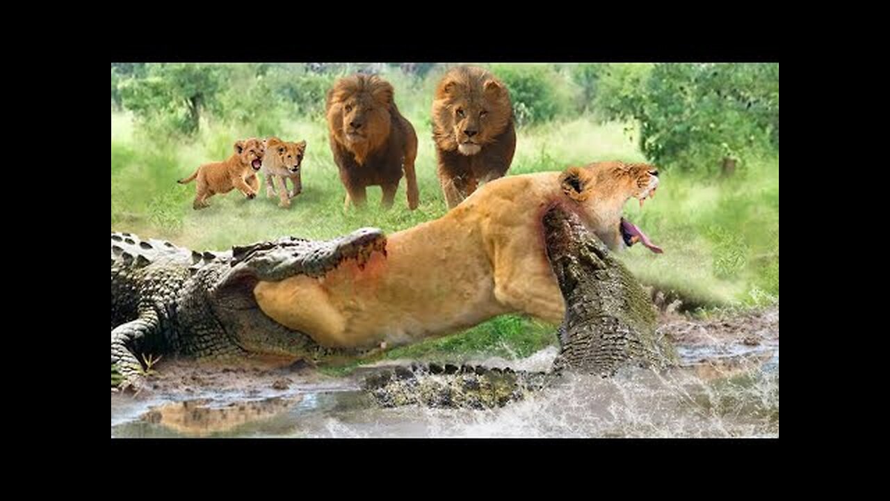 Male Lion Jumps Into River To Rescue Lioness From Bloodthirsty Crocodiles ► What The Ending Will Be