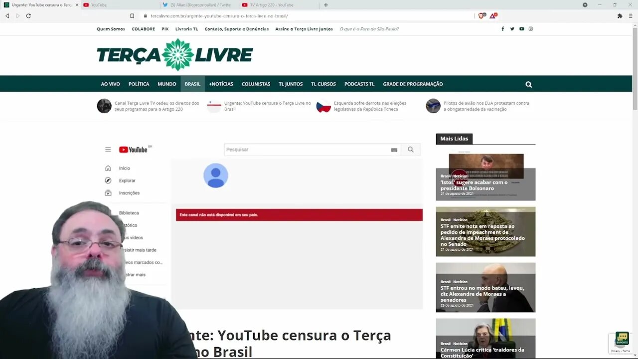 Canal Terça Livre é suspenso do Youtube Justiça estatal não resolve, só tecnologia e mercado! — PETE