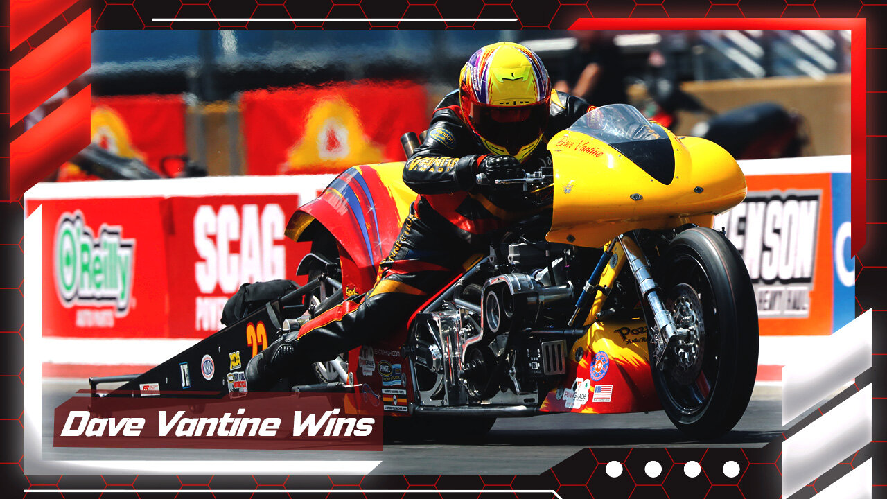 Dave Vantine wins Top Fuel Motorcycle at the Gerber Collision and Glass Route 66 NHRA Nationals