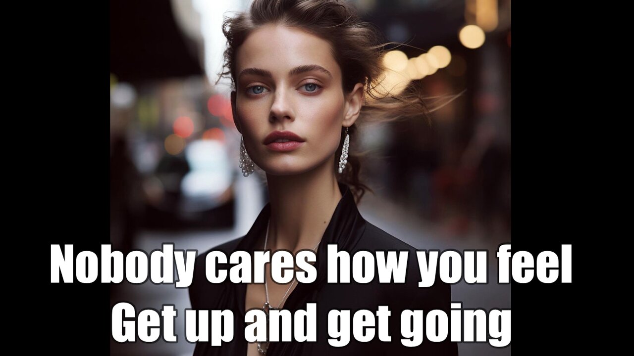 Nobody cares how you feel. Get up and get going. Nobody is going to get the work done for you.