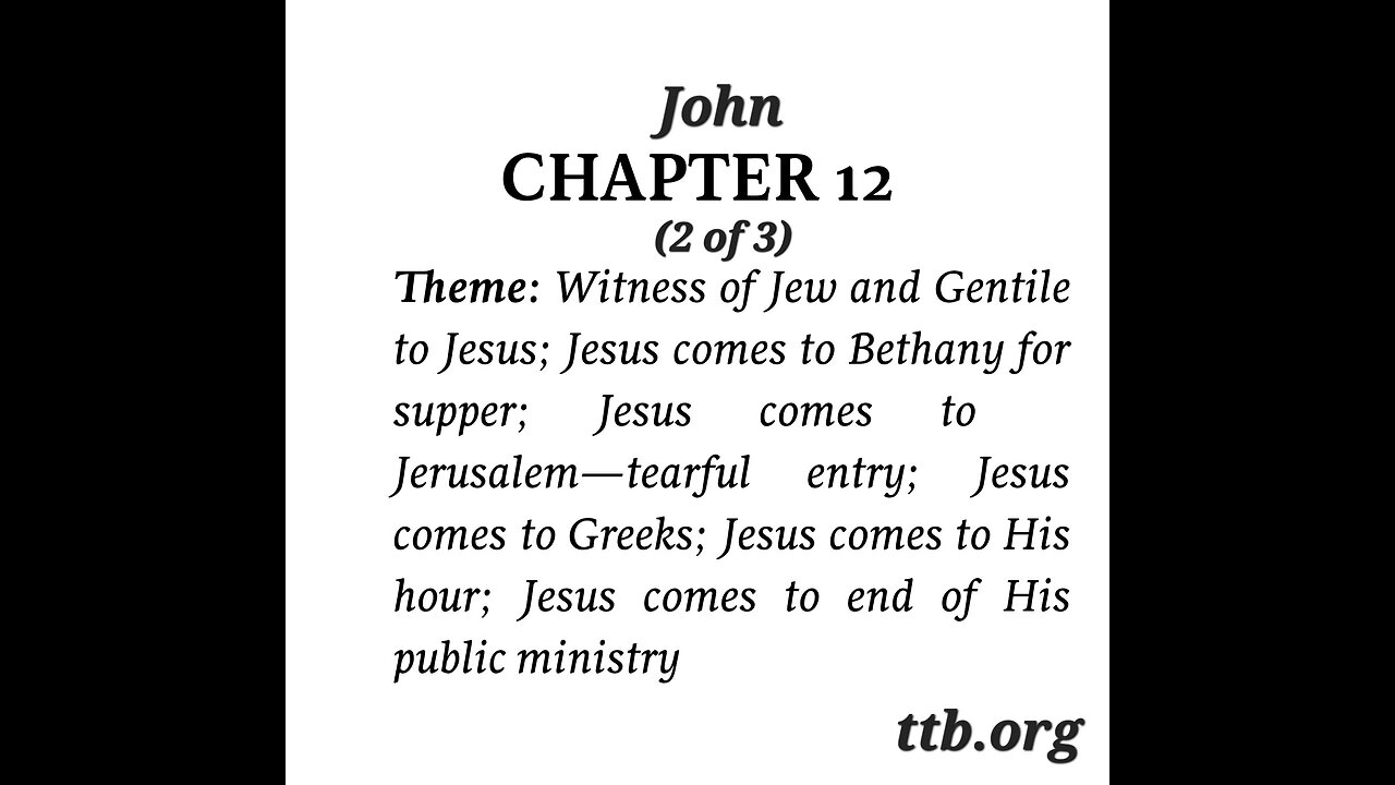 John Chapter 12 (Bible Study) (2 of 3)