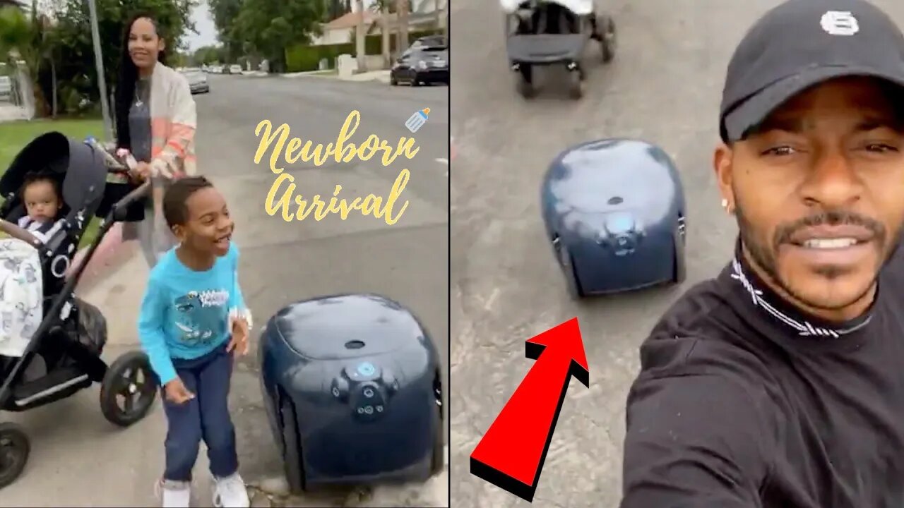 Eric Bellinger & La'Myia Good Take Family Walk With Their Gita Robot! 🤖