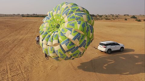 Flying With Parachute And Car - 500Feet In Sky | 100% Real