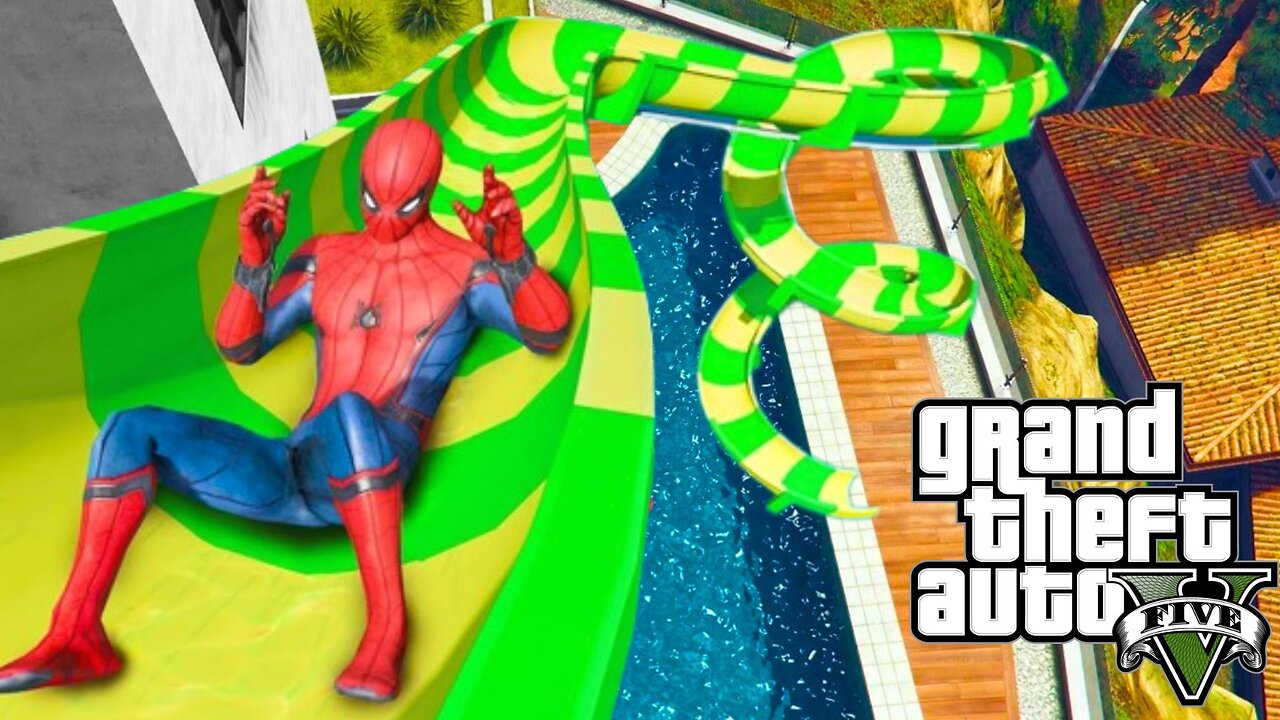 GTA 5 Waterfall SPIDERMAN Water Slides - WATER RAGDOLLS (Euphoria Ragdolls) ep.30