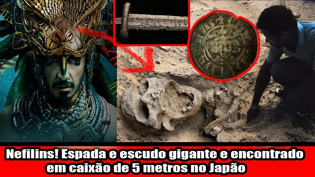 Nefilins! Espada e escudo gigante e encontrado em caixão de 5 metros no Japão