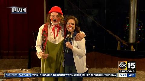 Meteorologist Iris Hermosillo clowning around at the Zoppe Italian Family Circus