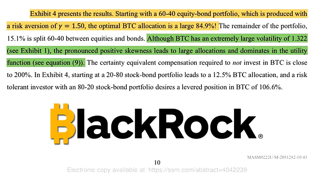 BlackRock Recommends a Massive 84.9% Bitcoin Allocation in your Investment Portfolio! 🪙📈🤑