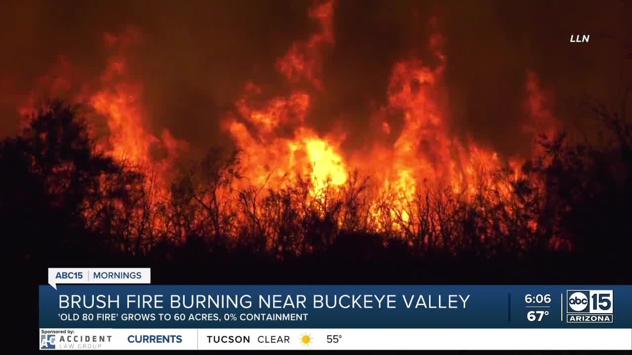 Brush fire burning near Old US Highway 80