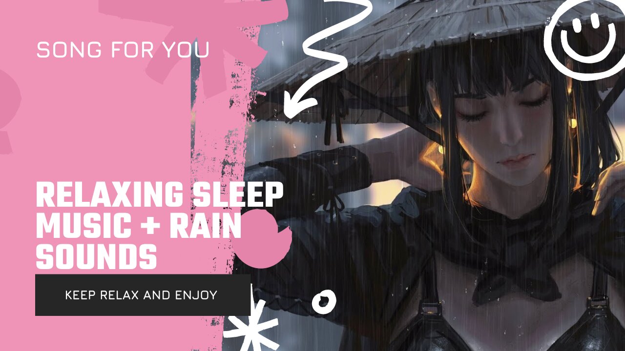 Relaxing Sleep Music + Rain Sounds - Beat Insomnia, Gentle Night Rain Piano for Sleeping, Studying