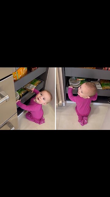 Guilty Baby Gets Caught in the Pantry