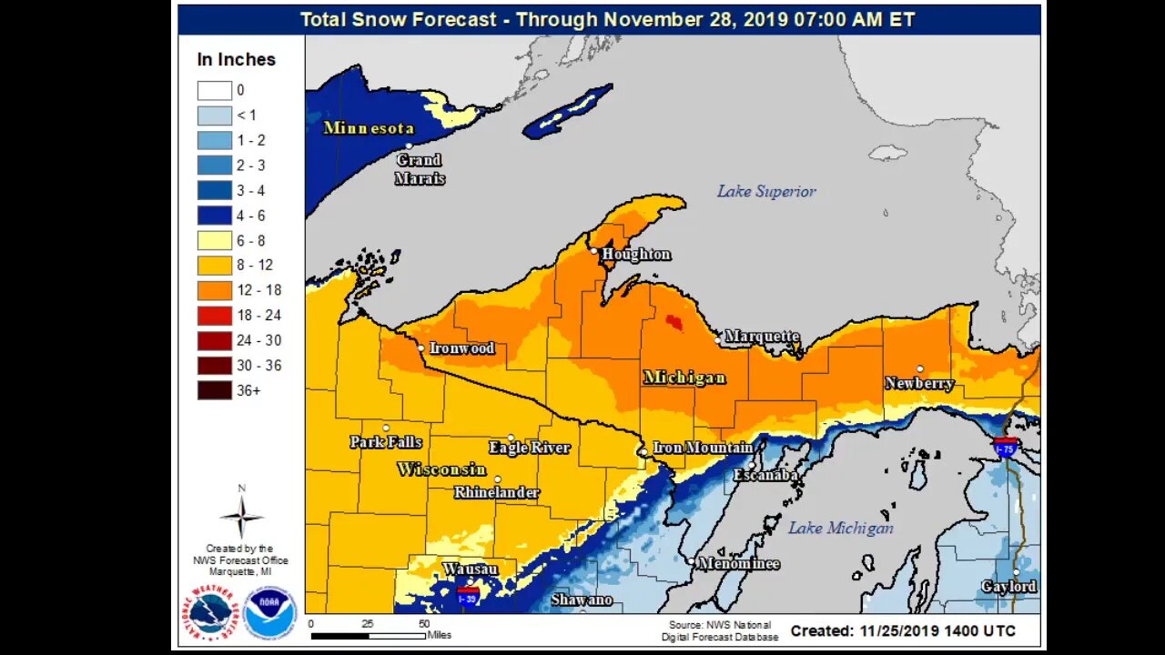 Upper Peninsula Snowfall Forecast