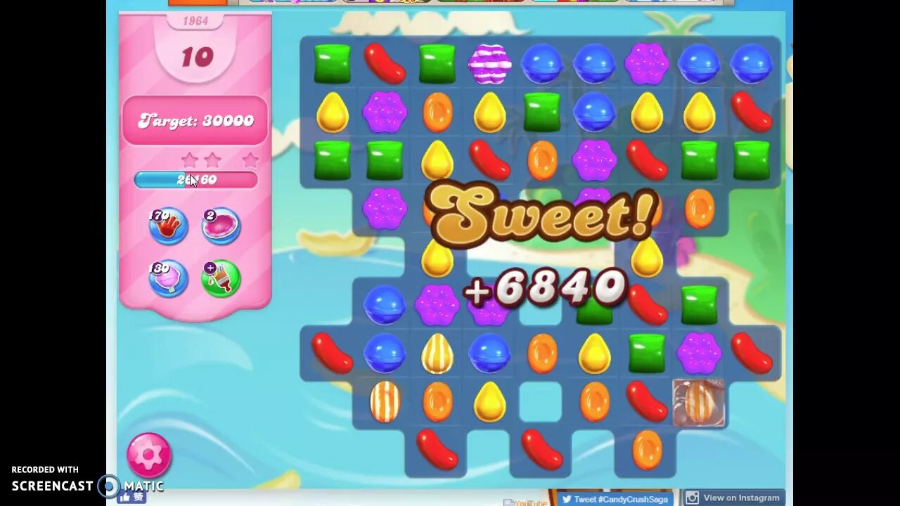 Candy Crush Level 1964 Audio Talkthrough, 1 Star 0 Boosters