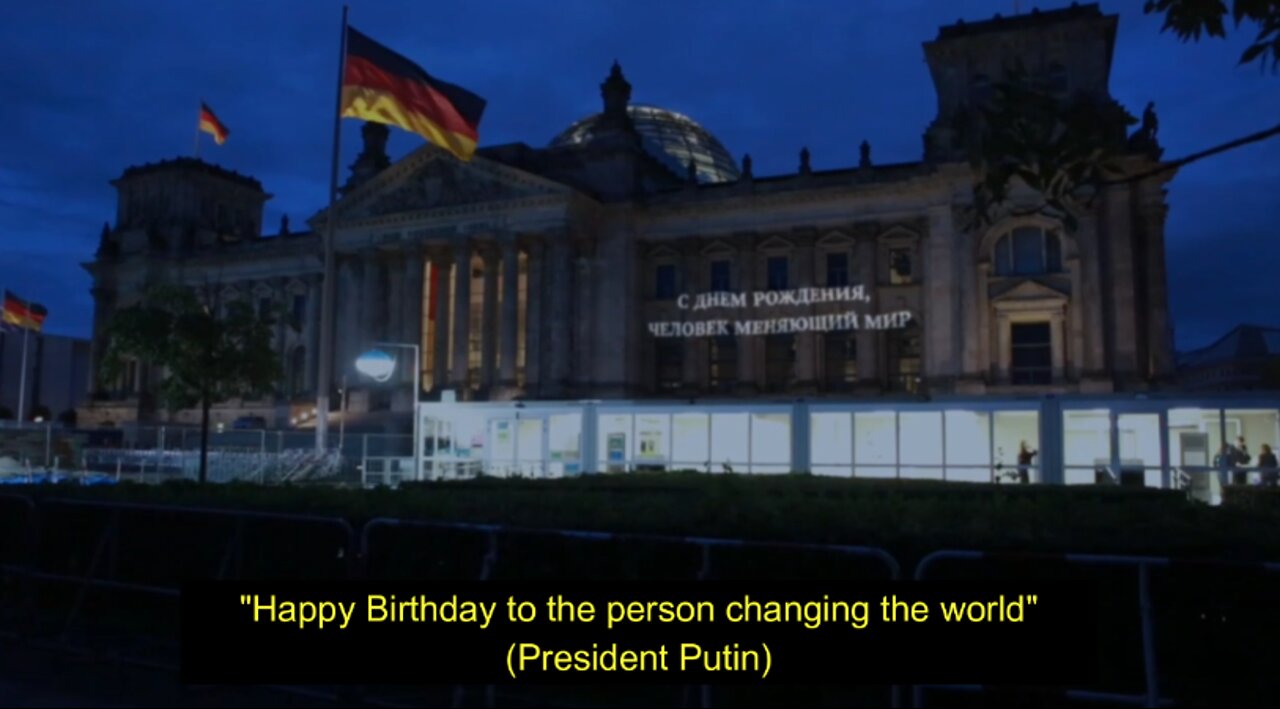 A projection appeared on the German Reichstag (Parliament) building