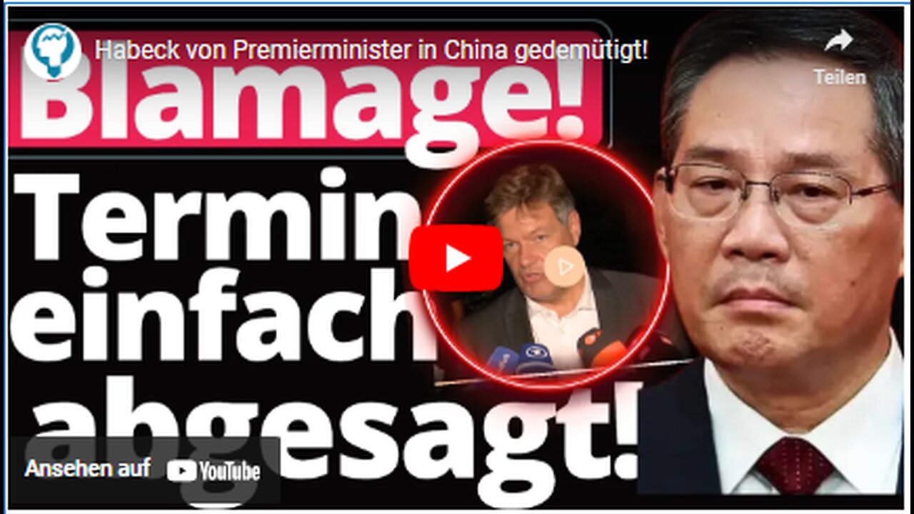 HABECK MIT HARTER KANTE. BLAMAGE IN CHINA.