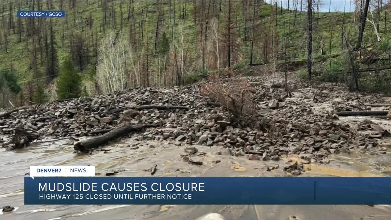 Highway 125 closed in Grand County from mudslide