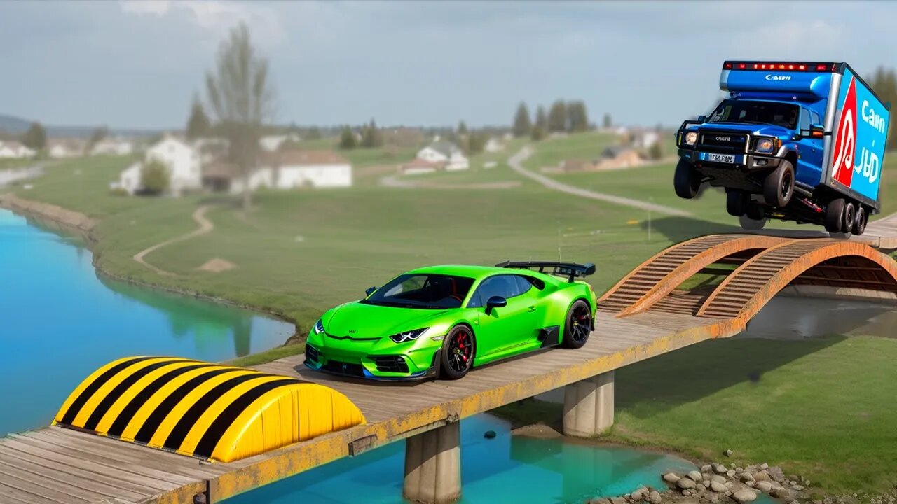 Cars vs Broken Bridge with Speed Bumps x 100 Speed Bumps x Unfinished Road ▶️ BeamNG Drive