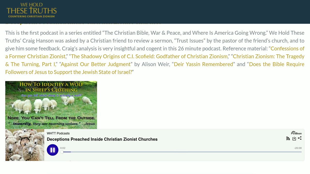 deceptions preached inside the christian zionists churches