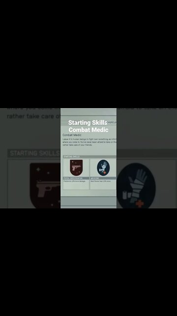 Combat Medic Starting Skills | Starfield #starfield