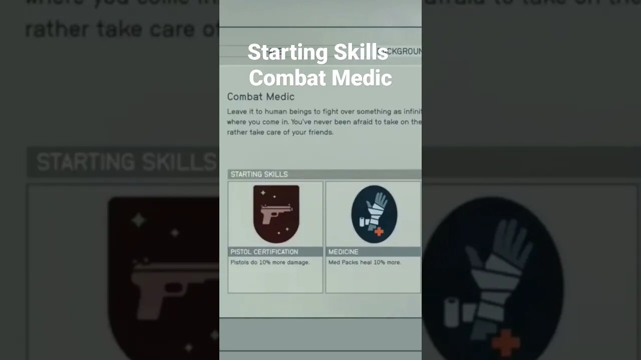 Combat Medic Starting Skills | Starfield #starfield