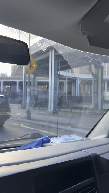 Statue fishing on nyc highway