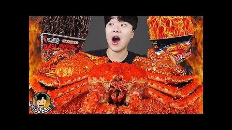 ASMR MUKBANG | FIRE Noodle & Spicy Seafood & Octopus & Kingcrab | COOKING & EATING SOUND!