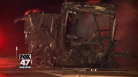 UPDATE: I-96 reopens after camper fire