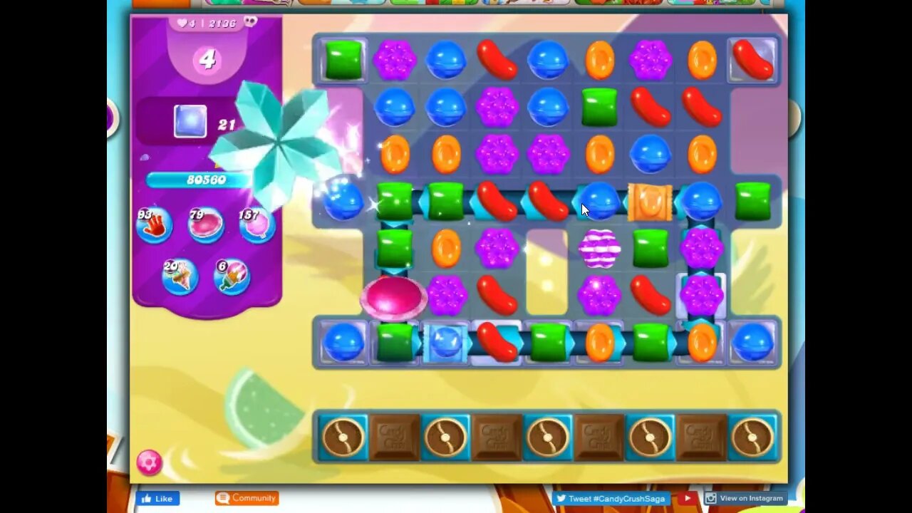 Candy Crush Level 2136 Talkthrough, 25 Moves 0 Boosters