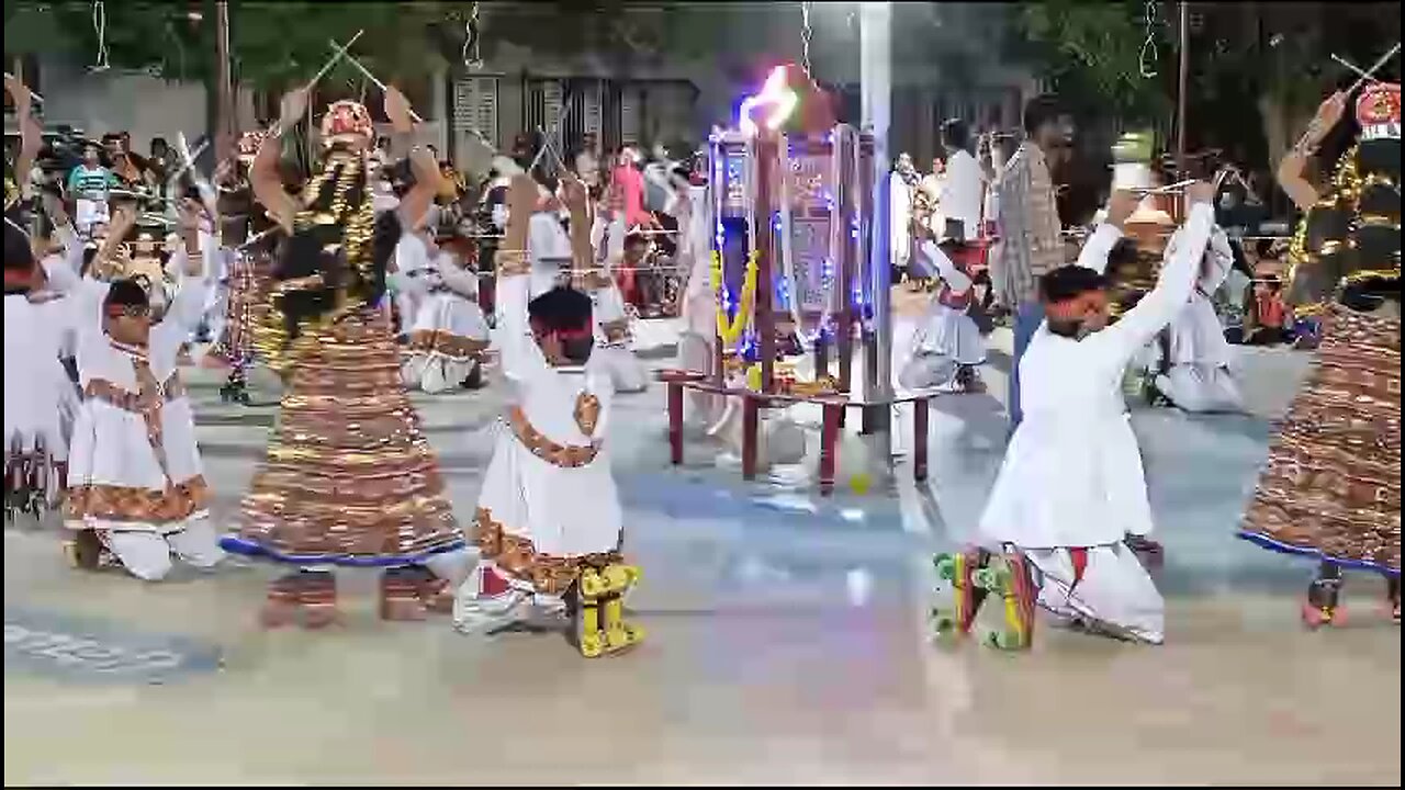 Traditional dance with skating and dandiya in NAVRATRI festivals in Gujarat