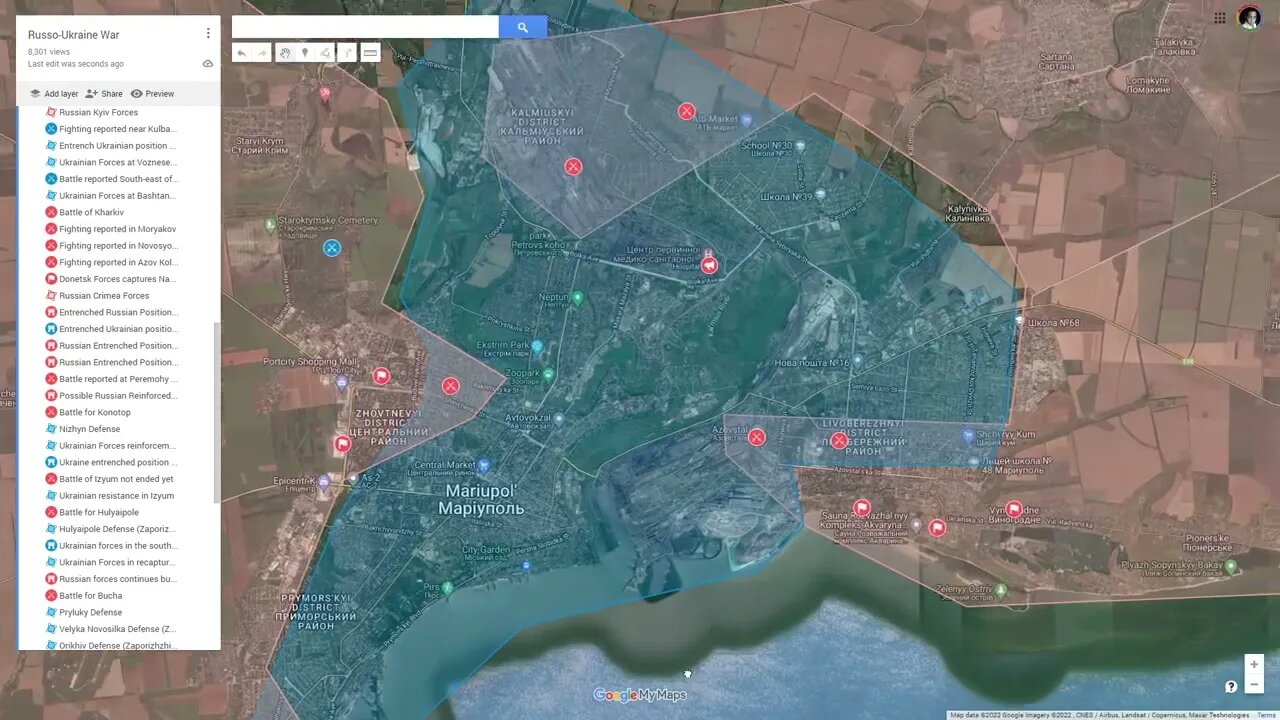 [ Battle of Mariupol ] Russian / DPR forces making inroads from both east and west edge of the city