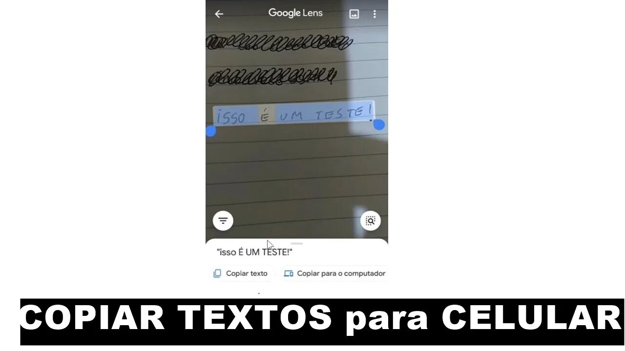 Copiar texto de documentos para o celular