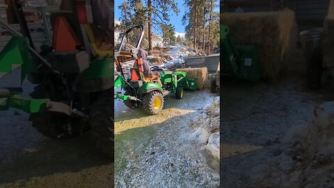 When the hay bale is as big as the tractor 🤦 #smallfarm #farm #homesteading