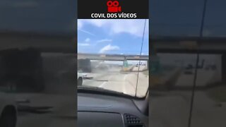 car films accident with a truck on the highway