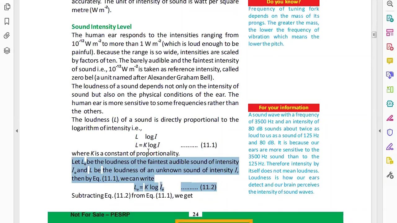 PHYSICS Class 10th CH#11Intensity of sound