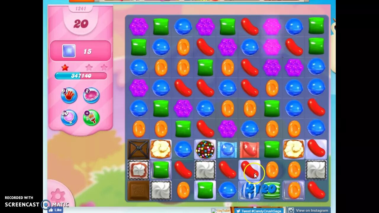 Candy Crush Level 1241 Audio Talkthrough, 2 Stars 0 Boosters