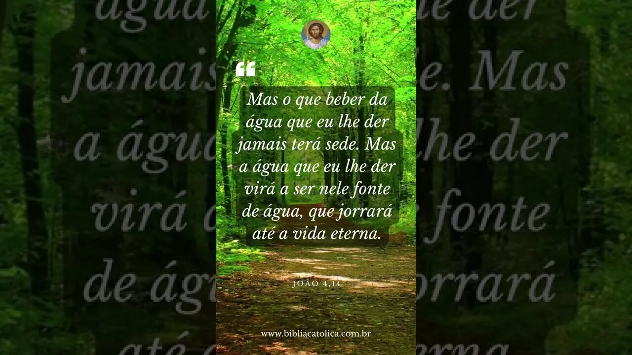 João 4,14 - mas o que beber da água que eu lhe der jamais terá sede. Mas a água que eu lhe der virá