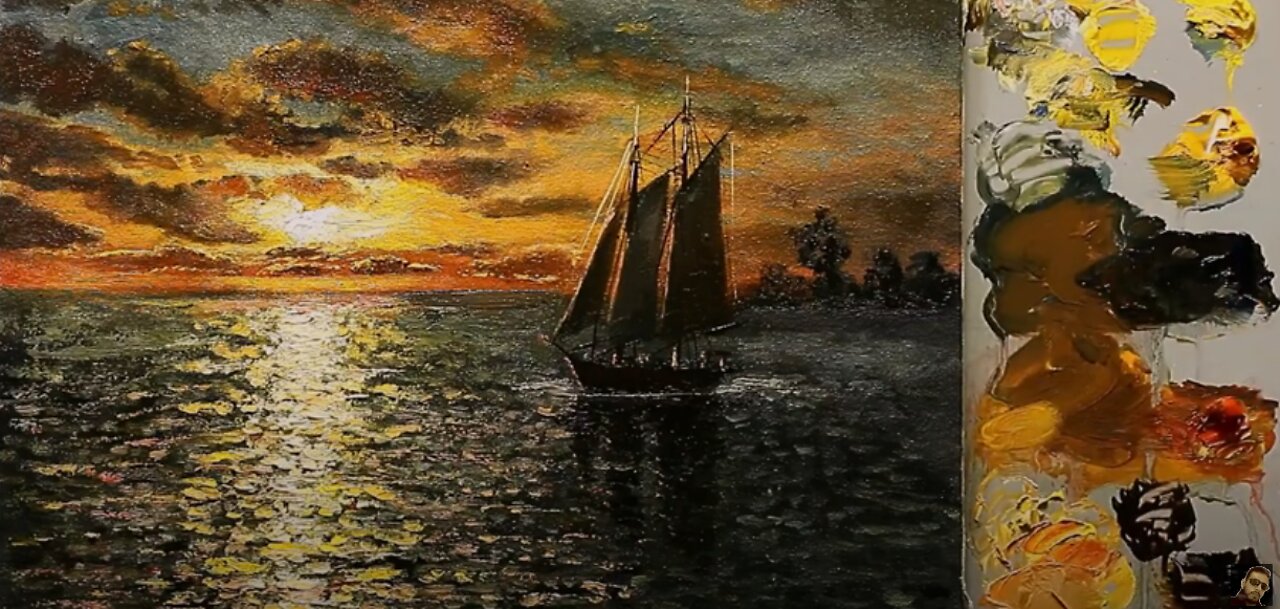 Sunset Seascape Oil Painting