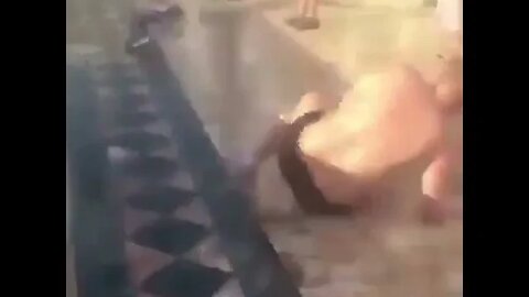 Fella Climbs Out Of Pool And Stacks It