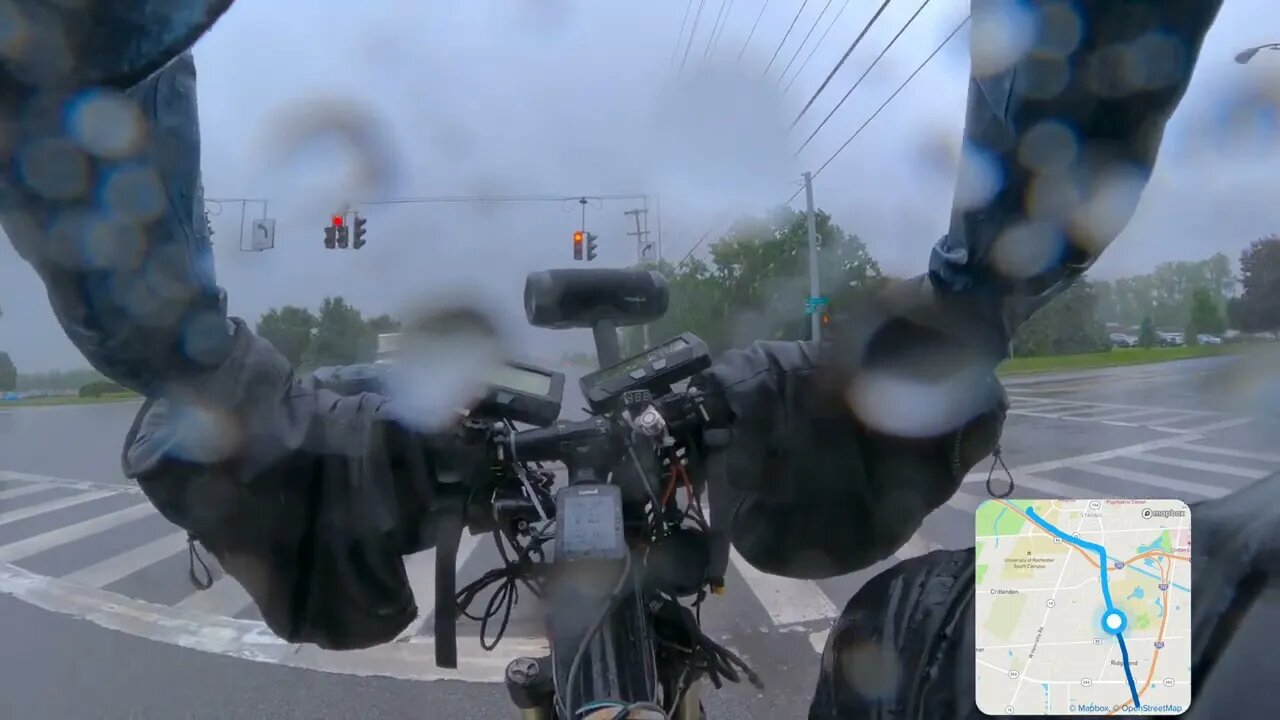 10 minutes of cycling in a torrential downpour via Erie Canal Trail/Empire State Trail